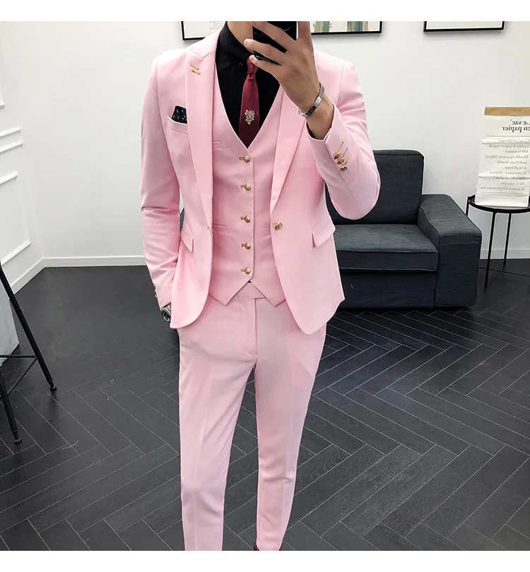 pink colour three piece suit