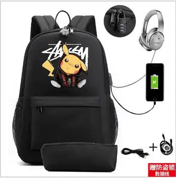 

2Pcs set USB Male Backpacks Large Backpack for Men Shoulder Bag Student Travel Bag School Bags for Young People Schooltas