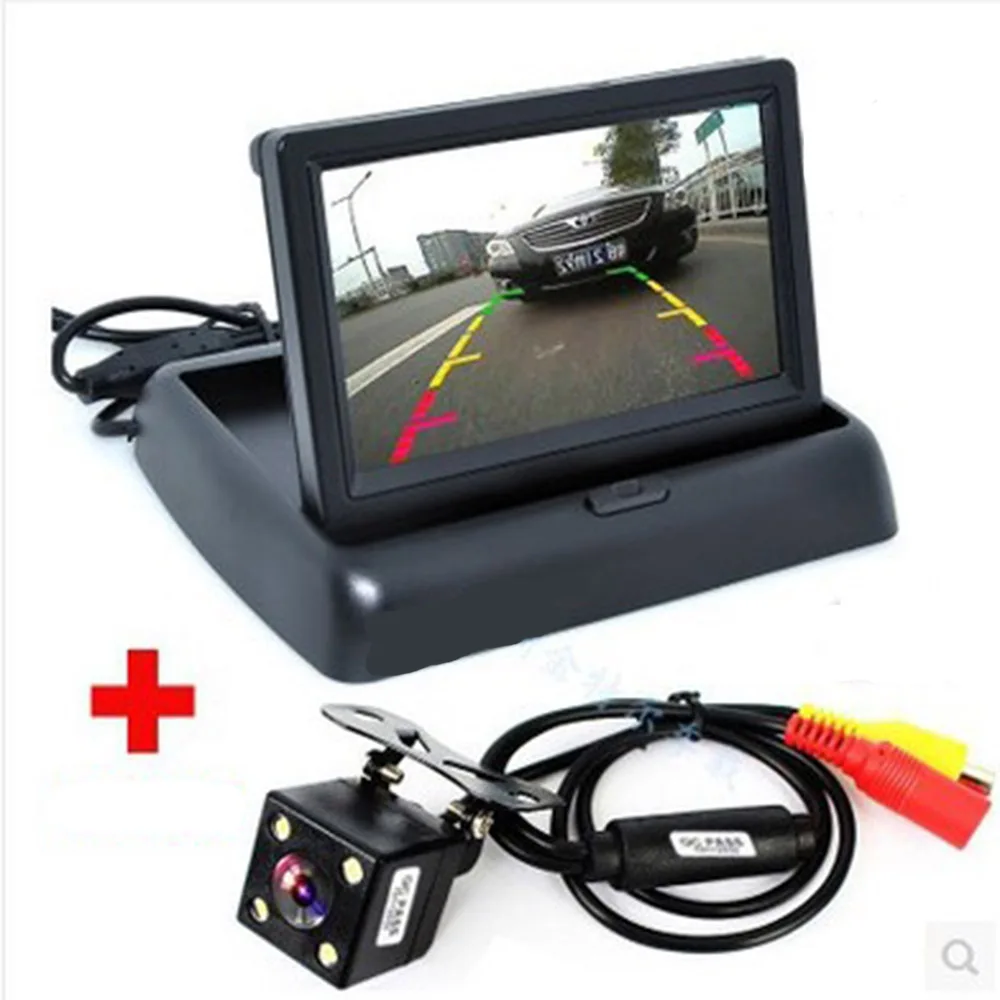 

4.3" Car Rear View Reverse HD Camera TFT LCD Rearview Foldable Monitor Waterproof Night Vision Infrared Backup Camera