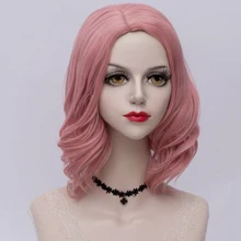 Косплэй микс 35 см короткие вьющиеся термостойкие 14 дюймов Синтетические волосы косплей парик для черный, белый цвет Для женщин Косплэй парики Роза сетка+ Кепки