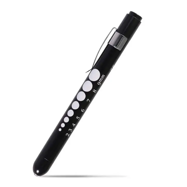 Portable LED Flashlight Reusable Medical First Aid Pen Light Torch Lamp With Pupil Gauge Measurement Doctor Nurse Diagnosis Pen black
