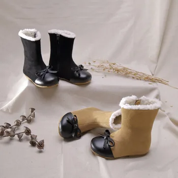 

Girls Boots Winter Princess Shoes Bowknot Patch Children Snow Boots Kids Warm Cotton Shoes Side Zipper Baby Casual Botas Shoes