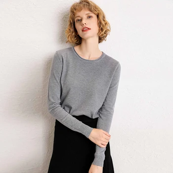 

Sweater Female Jersey Knitted Long Sleeves Solid Pullovers Stretch Fall Winter Basicshirt Short Round Neck New Women's Sweaters