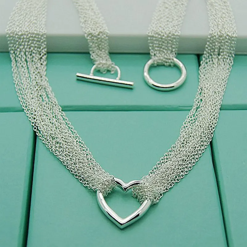 Серебро 925, ювелирное изделие, многослойная цепочка в форме сердца, ожерелье для женщин, вечерние ювелирные изделия, подарок