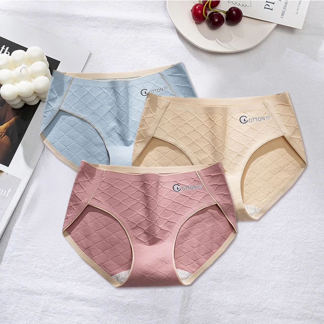 3pcs/Pack! Cotton Solid Color Women Briefs Soft Breathable Mid-Rise Panties high waisted brazilian knickers Panties