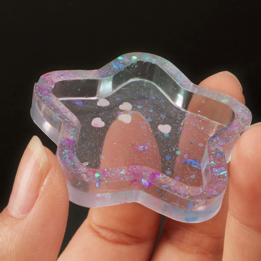 Strawberry Clear Silicone Molds Resin Ice Star Shaker Key Chain Charms Shiny Mold DIY Baking Tool Jewelry Making,10Yc7453