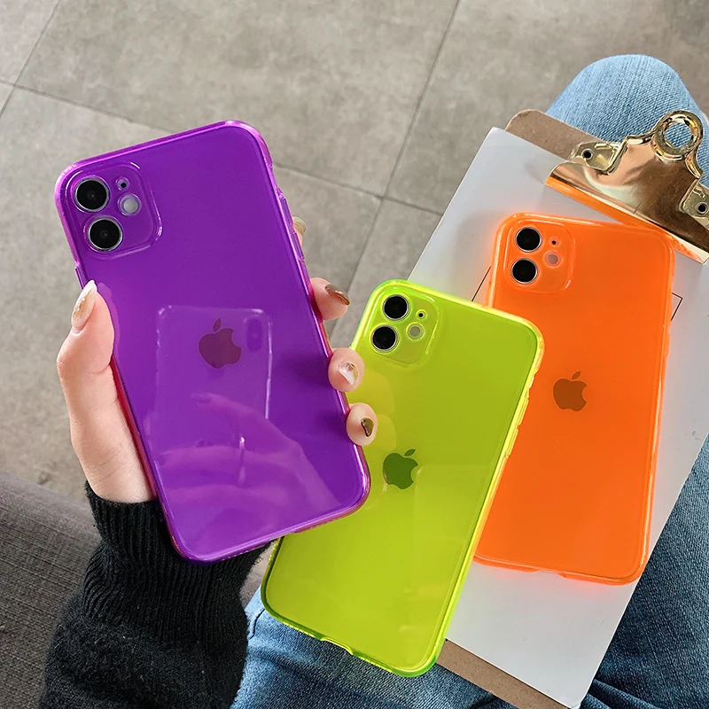 Флуоресцентный фиолетовый карамельный чехол для телефона iphone 11 Pro Max XR X XS 7 8 Plus SE