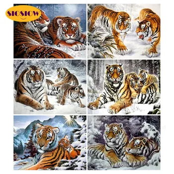 

Full Drill Diamond Painting Tigers Snow Animal Square Daimond Embroidery Mosaic Cross Stitch Kits Patterns Decor Home Room Gifts