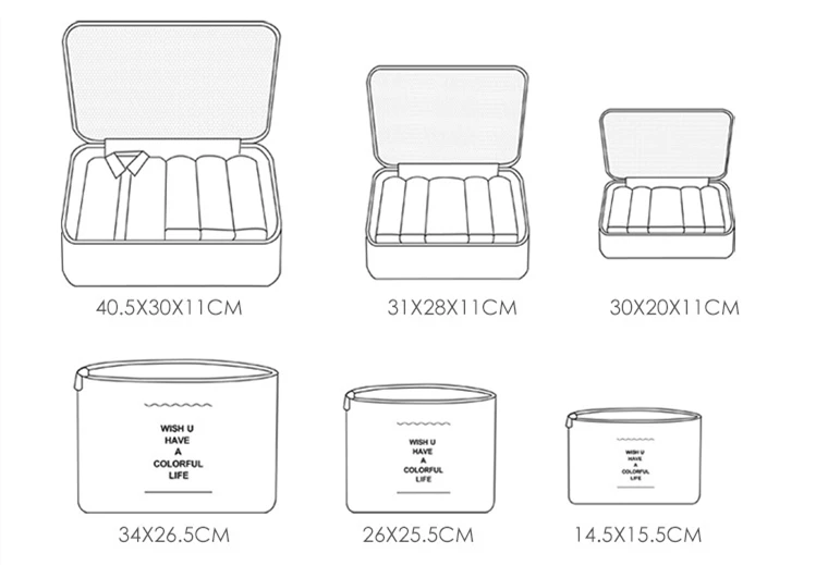 6 шт. упаковка кубиков набор дорожных сумок унисекс Одежда Косметика обувь линия данных сортировочный Органайзер сумка для хранения багажа аксессуары