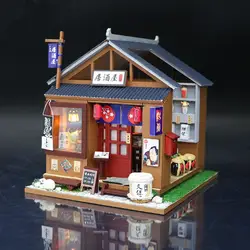 Сцена DIY украшения комнаты и ветер японский Стиль кабины унисекс собраны Миниатюрный игрушки из дерева Япония Архитектура модель подарок