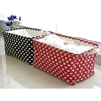 

1pcs Love Cotton Storage Basket for Toy Washing Basket Dirty Clothes Sundries Home Desktop Organizer Snacks Bag Waterproof