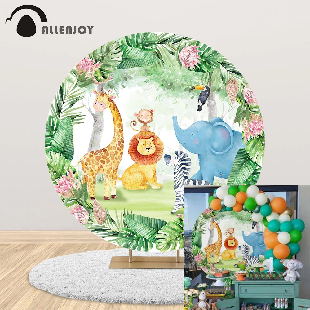 Allenjoy круглые фоны джунгли животные дикий один для вечеринки в стиле сафари