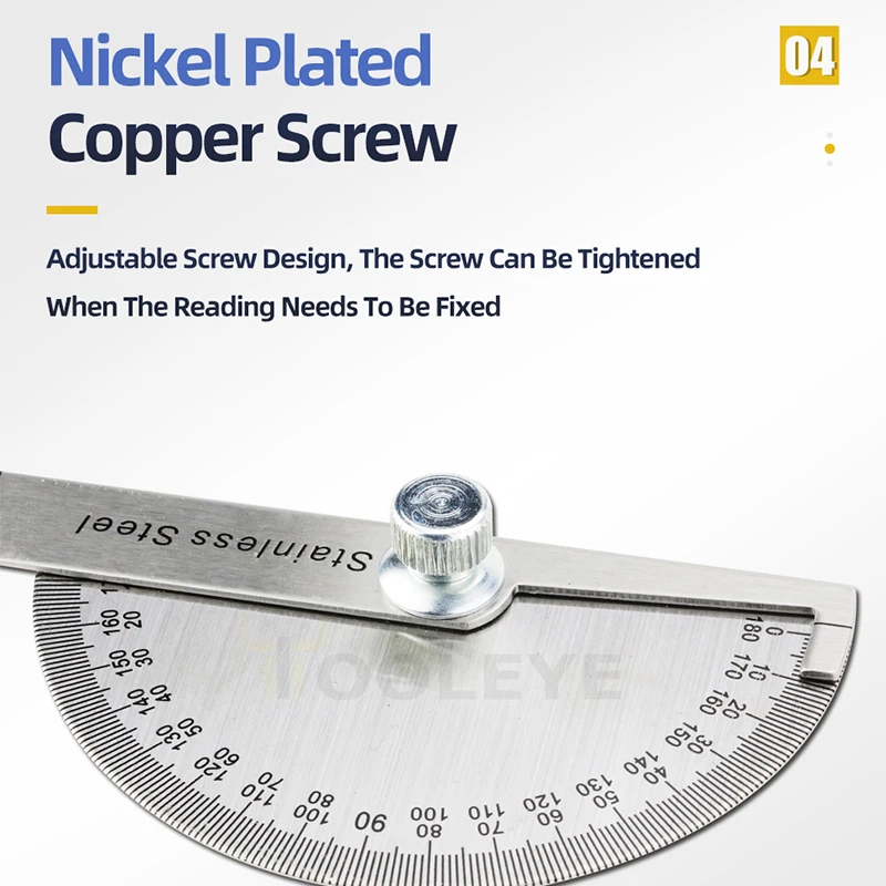 Angle Protractor 180 Degree Metal Angle Finder Ruler Woodworking Tools Measuring Stainless Steel Goniometer