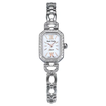 

S925 Sterling Silver Royal Crown Lady Women's Watch Japan Quartz Jewelry Hours Fine Clock Crystal Bracelet Luxury Girl's Gift