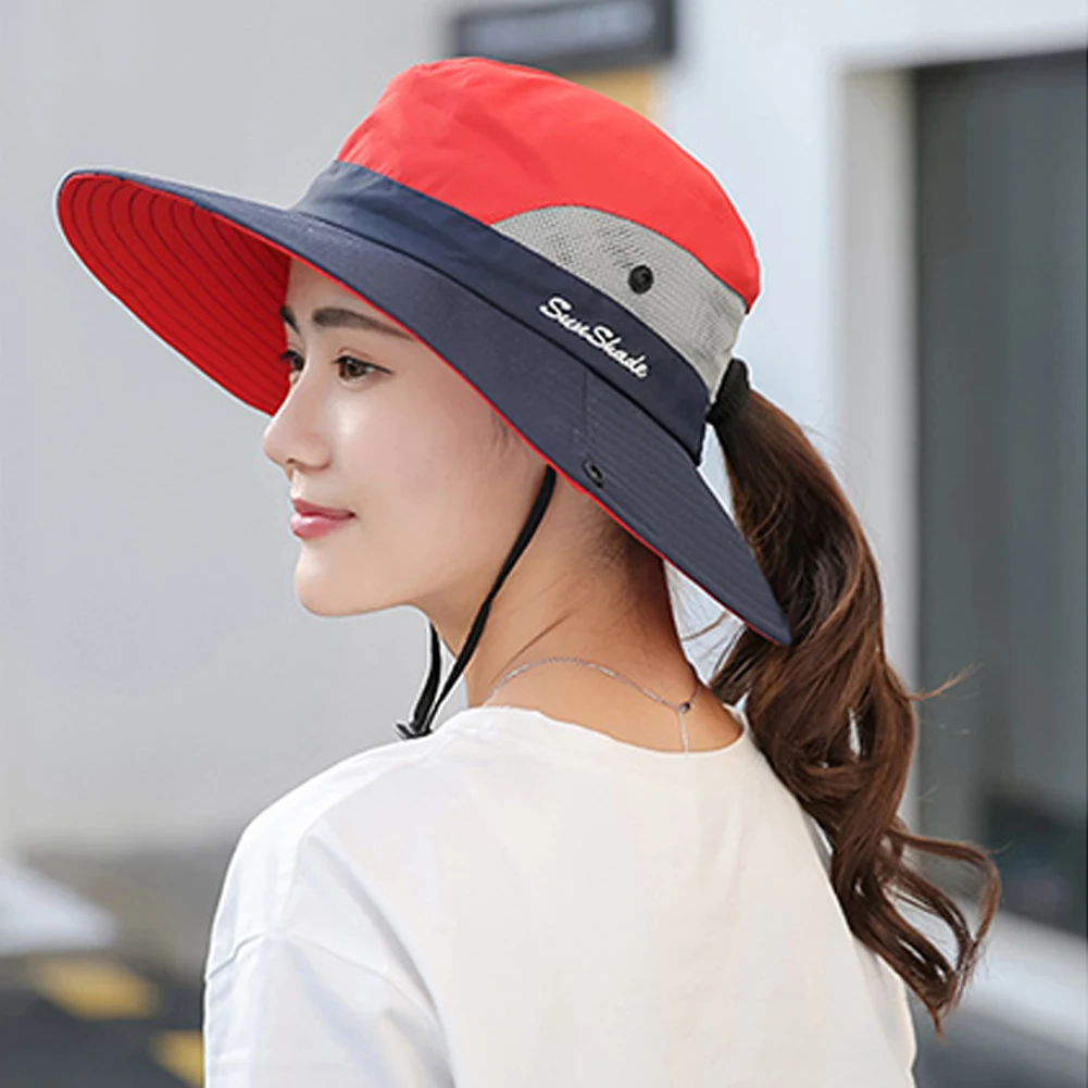 SANWOOD Women Summer UV Protection Wide Brim Sun Cap Outdoor Beach Climbing Boonie Hat
