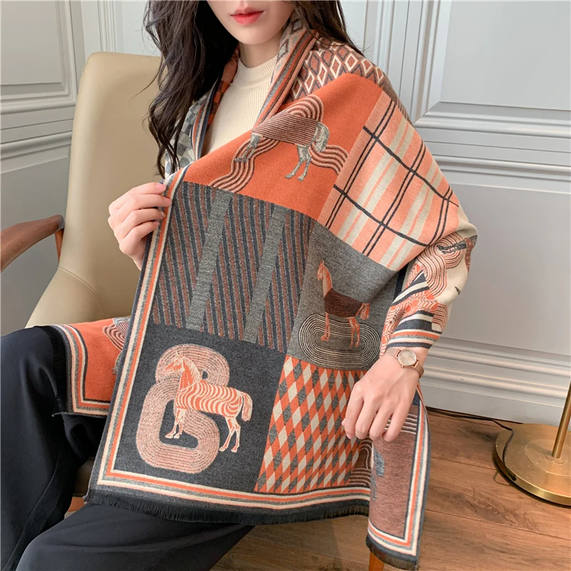 

Women's Scarf Winter Korean Style All-Match Cashmere-like Long Talma Autumn Outerwear Thick Warm Multi-Functional Scarf