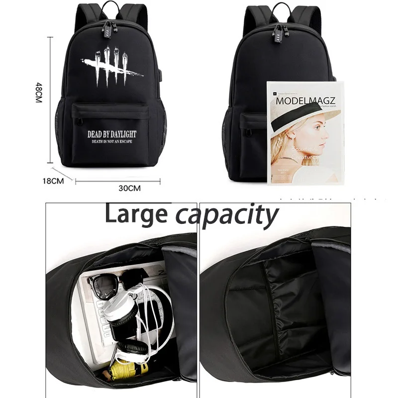IMIDO светящиеся рюкзаки для школьников, черный рюкзак с большой вместительностью через плечо, usb зарядка, дорожные сумки