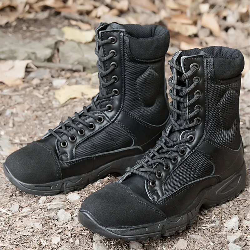Men Tactical Military Boots Shoes Autumn Comfortable Breathable Black Combat Army Work Shoes