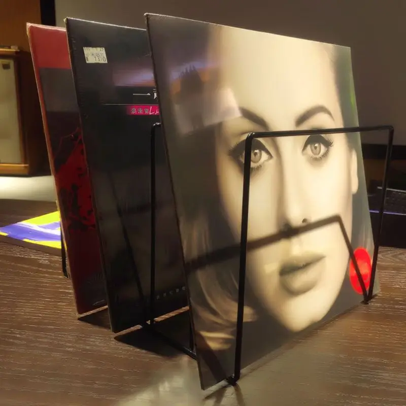 Профессиональная черная металлическая LP виниловая полка для записи поворотный