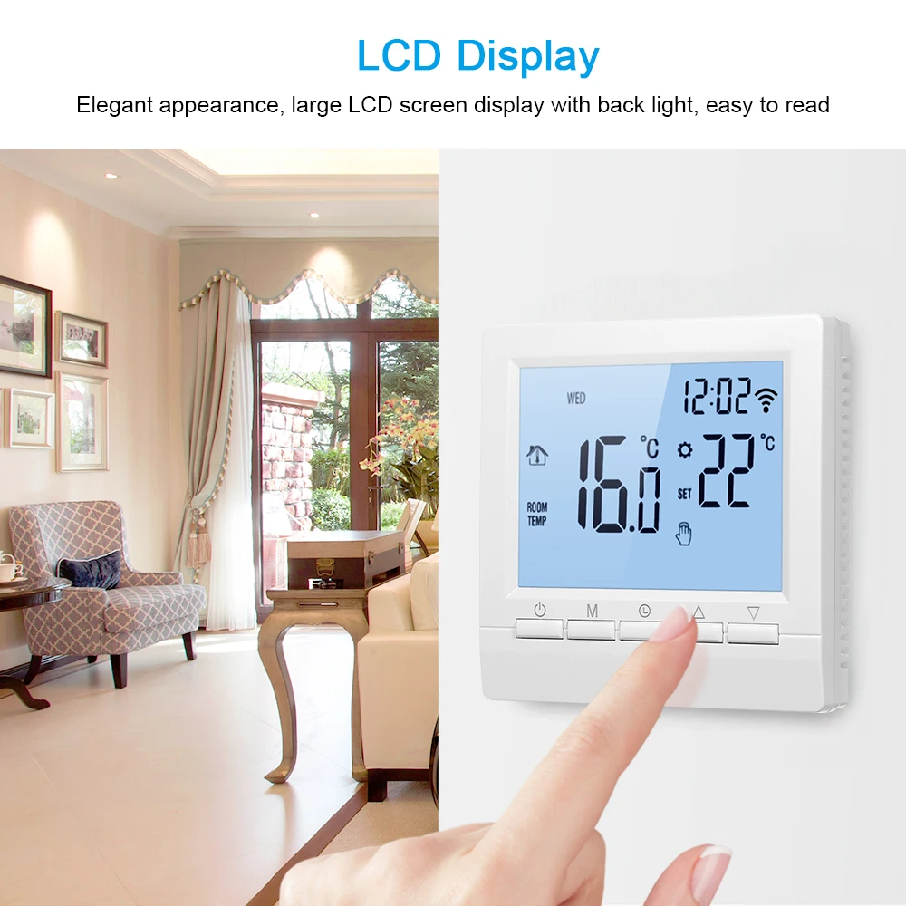 Wi-Fi умный термостат цифровой регулятор температуры приложение управление ЖК-дисплей программируемый Электрический пол Отопление термостат