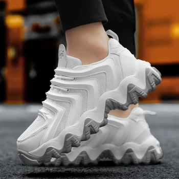 

New Fashion Thick Sole Platform Sneakers Men Vulcanize Shoes Man Mixed Color Chunky Shoes Men Trainers Soft Shoes D6-46