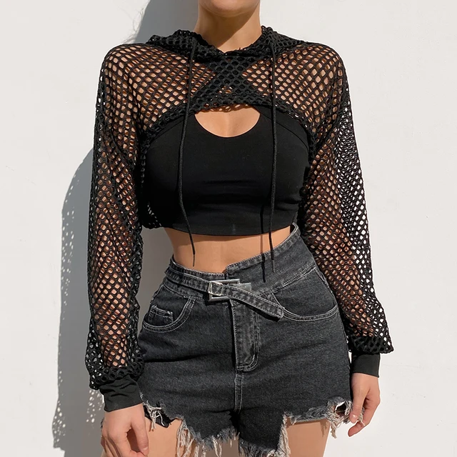 Sexy mesh shirt with smocked look