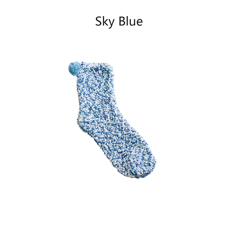 Sky Blue 1 пара рождественских подарочных теплых зимних уютных носочков для отдыха, рождественские женские мягкие домашние носки, аксессуары, яркие женские пушистые носки - Цвет: Sky Blue