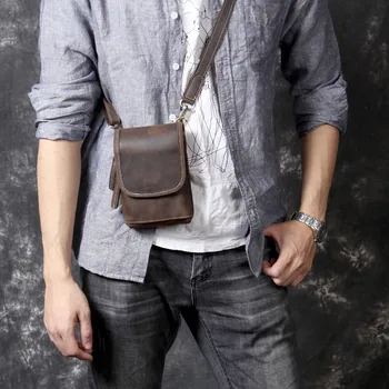 

Genuine Leather Men Bag Casual Business Man Shoulder Crossbody Bags Cowhide Large Capacity Top Layer Leather Travel Message Bag