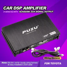 Amplificador dsp puzu para carro, com cabo de fábrica, compatível com toyota, 4 canais a 6 canais, com subwoofer, processador de áudio de saída rca