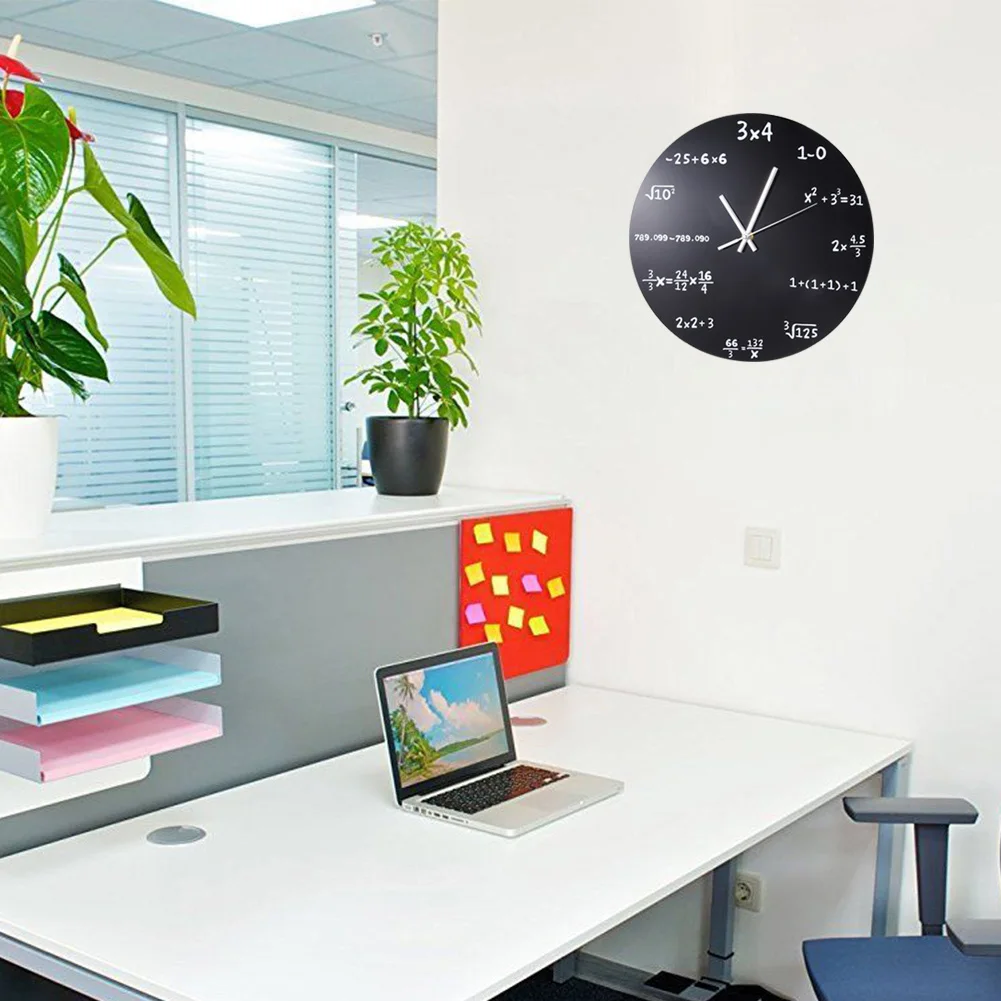 Blackboard Home Round Modern Art Quartz Living Room Hanging Mathematics 3D Wall Clock Decorative