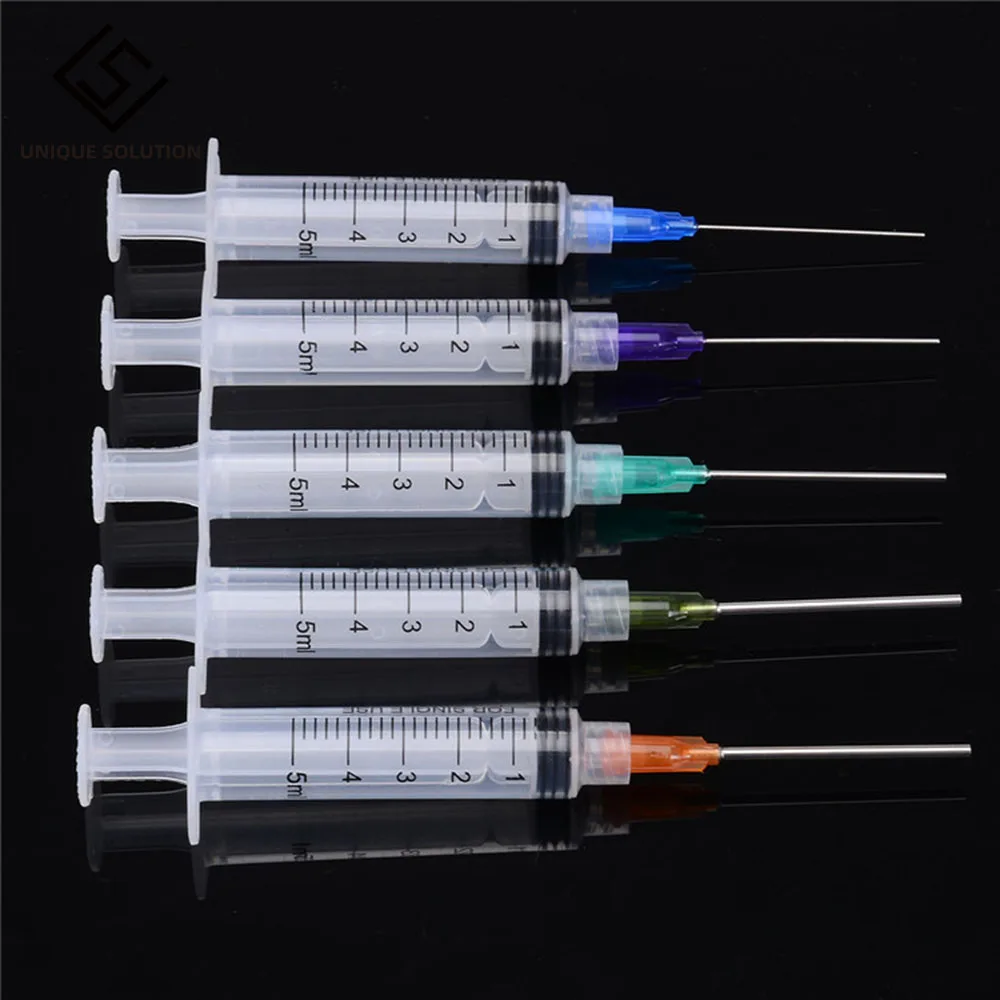 5Pcs 5ml Syringe Crimp Sealed Blunt Chemical Needle Tips For Liquid Glue Oil Ink 6