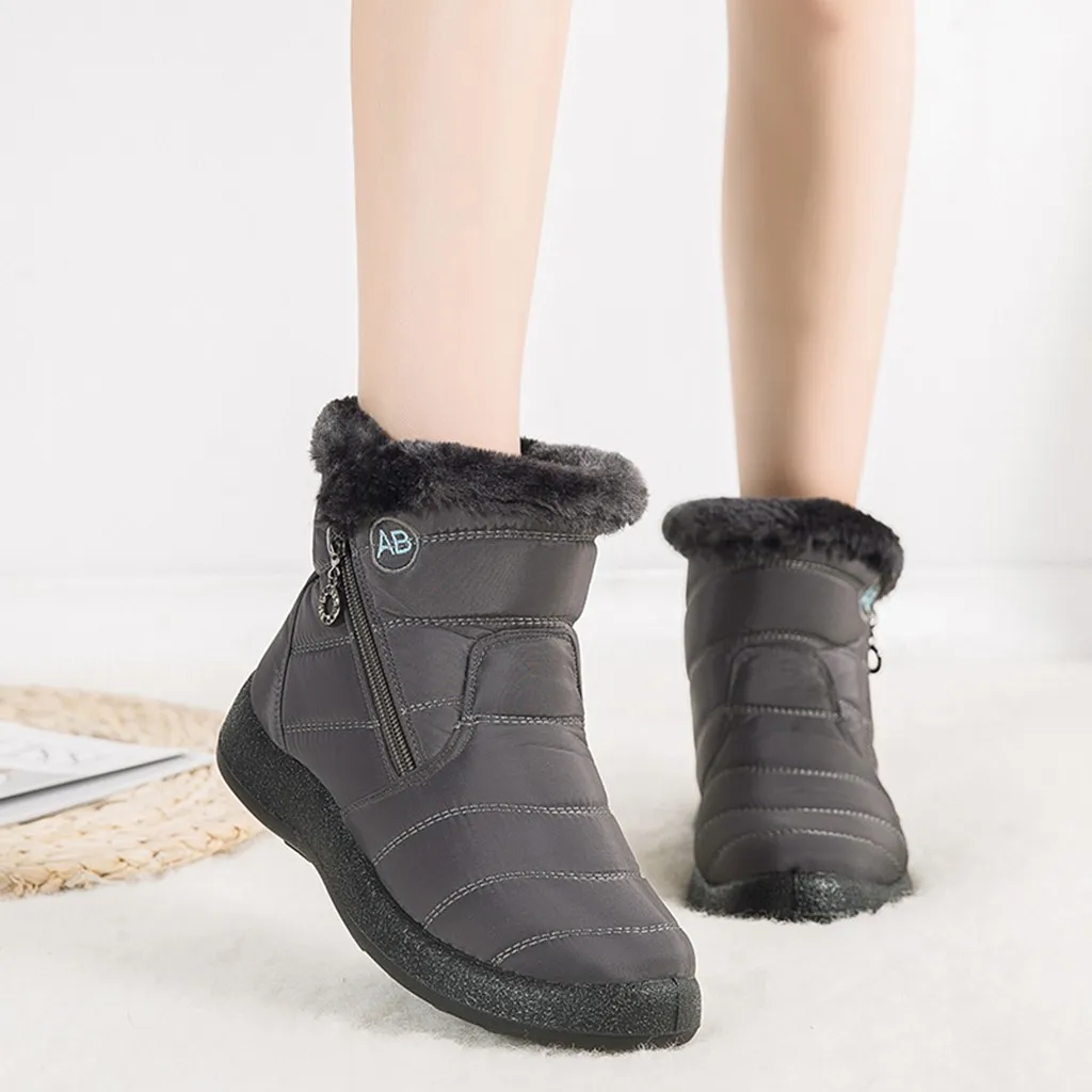 Waterproof Short Booties Women's Winter Warm Snow Boots With Plush Non-Slip Footwear Plus size 35-43 autumn and Winter Shoes