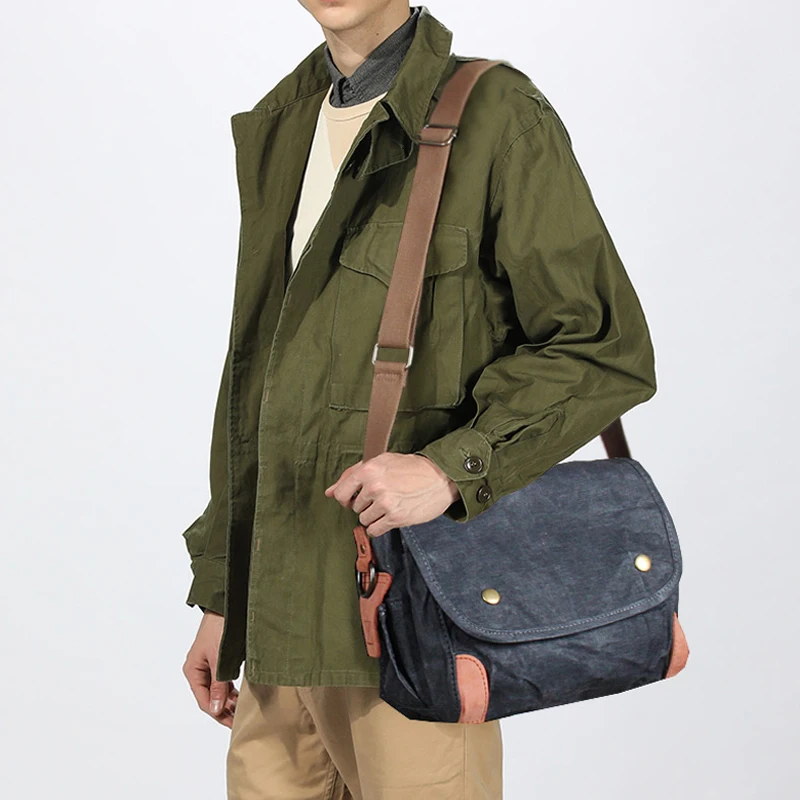 Small Messenger Bag Waxed Canvas Mens