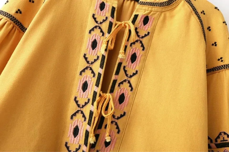 Пальто Бохо Цветочные Emboridey рукава Винтажное с рукавами-фонариками пальто женщин Хиппи шик короткий базовый пиджак брендовая одежда
