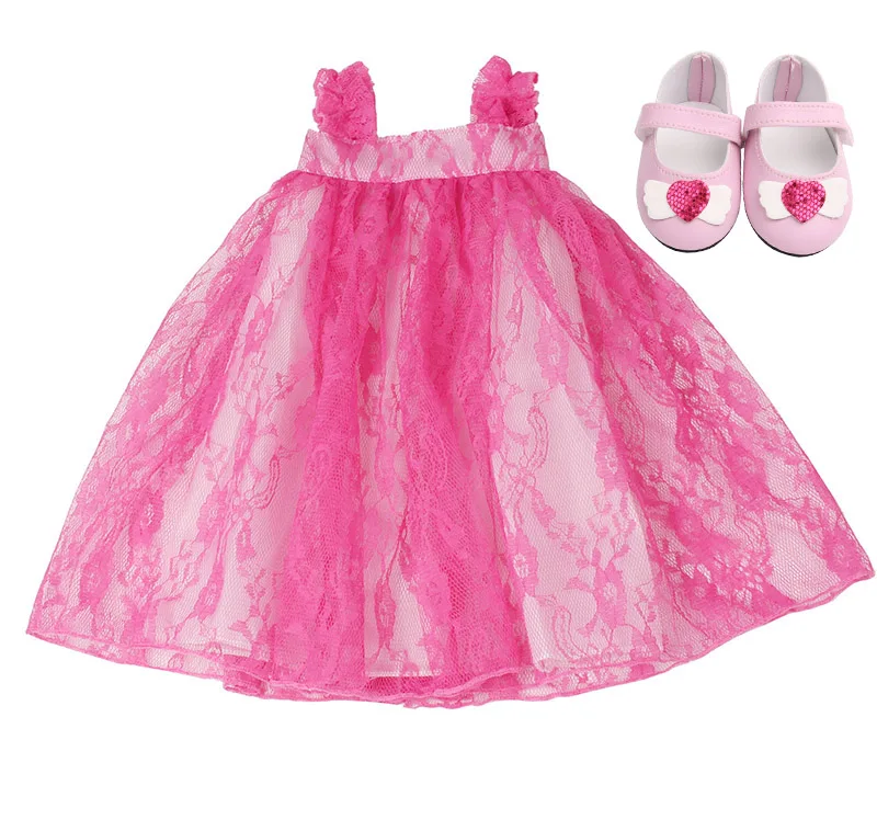 18 дюймов, с круглым вырезом, для девочек платье-костюм «Единорог» в Корейском стиле «ханбок» кружевная юбка с обувью Американский юбка для новорожденных детские игрушки подходит 43 см для ухода за ребенком для мам, детские куклы, c432 - Цвет: Magenta