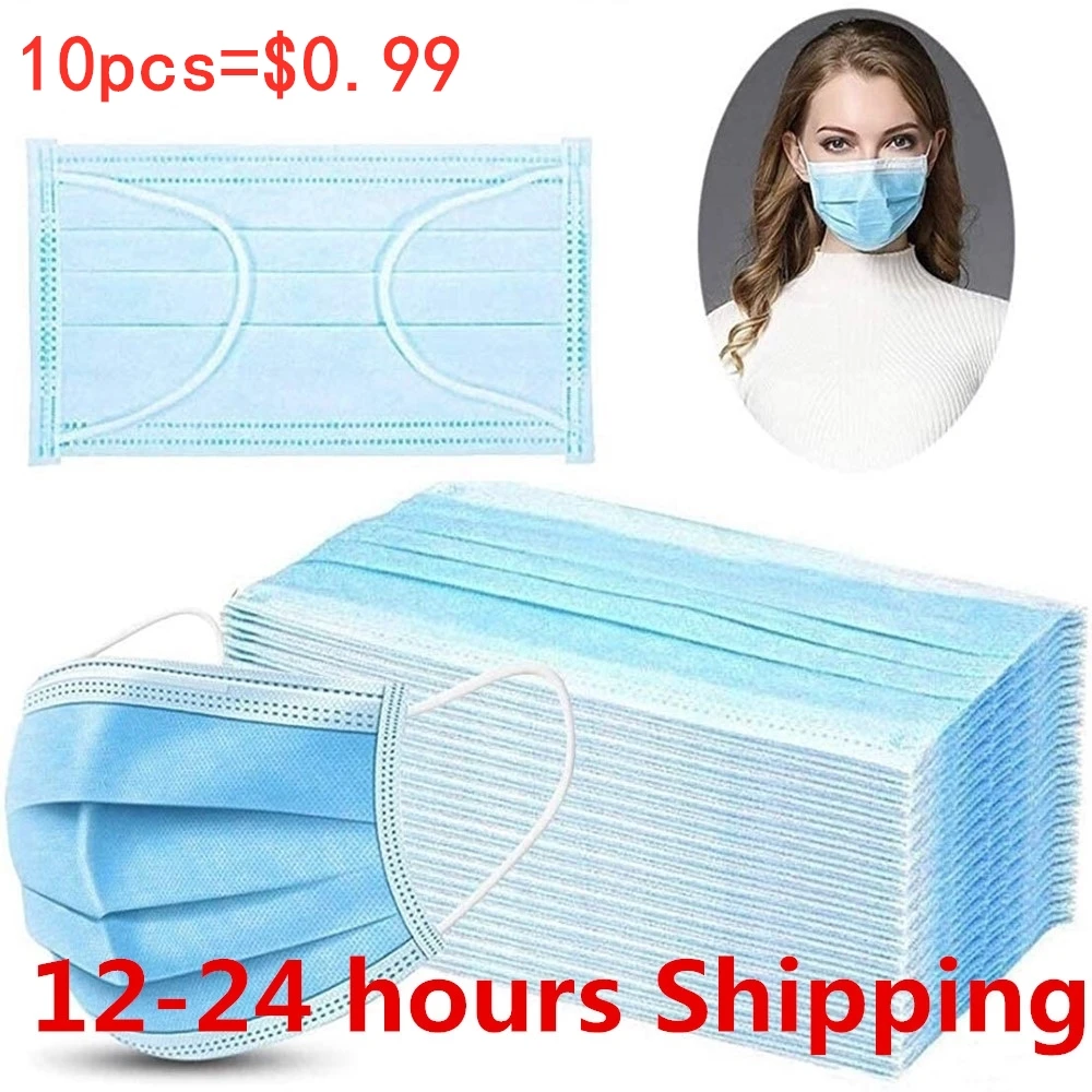   Mouth Mask Disposable  Earloops 3 Layer Ply Non woveFilter Mask Facemask Breathable Masks (4)