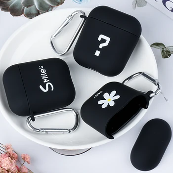 

Black Matte Hard PC Case For Airpods 1 2 Wireless Earphone Cover For Apple Air Pods1 2nd Fashion Words Pattern Cases