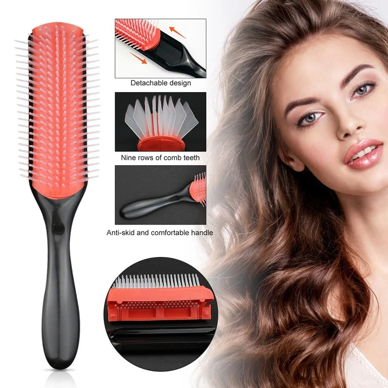 9 Rows Detangling Hair Brush Denman Detangler Hairbrush Scalp Massager
