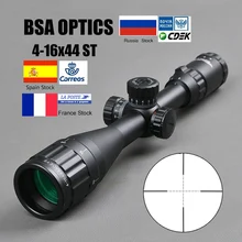 Mira óptica BSA 4-16x44 ST, mira óptica ajustable, mira telescópica verde y roja iluminada, con miras de caza, mira táctica Airsoft