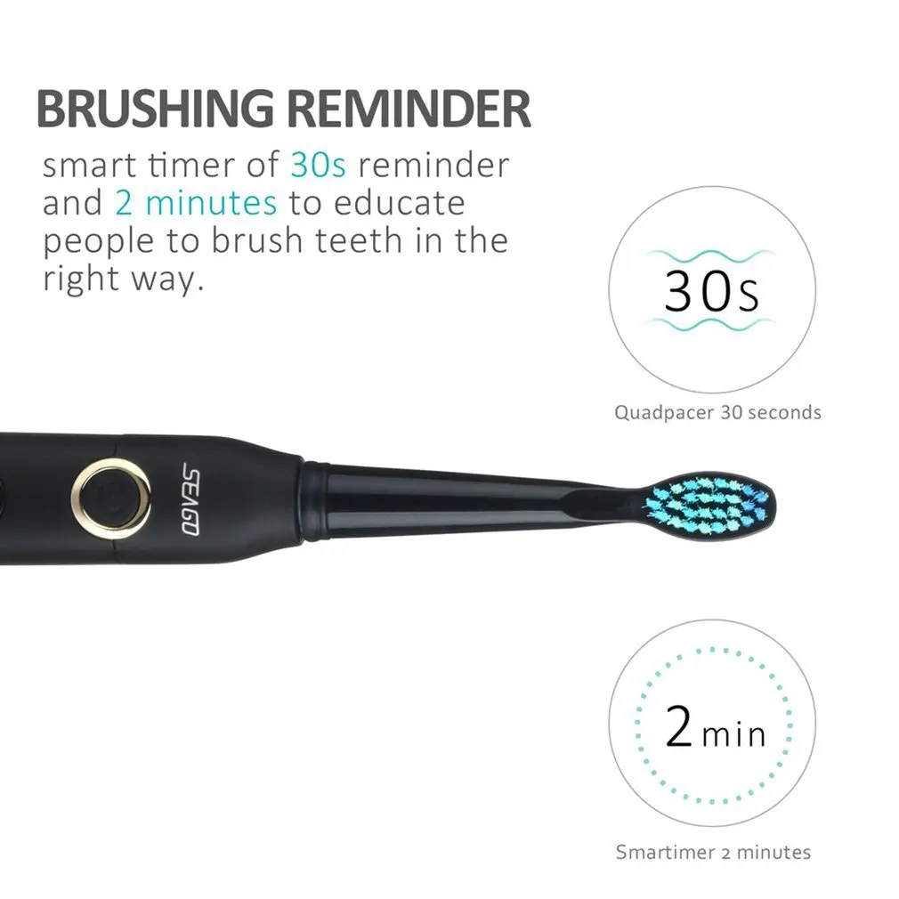 Seago SG-507 Electric Toothbrush Smart Timer Sonic Brush USB Rechargeable Waterproof Tooth Brush for Adult Seago SG-507 Electric Toothbrush Smart Timer Sonic Brush USB Rechargeable Waterproof Tooth Brush for Adult