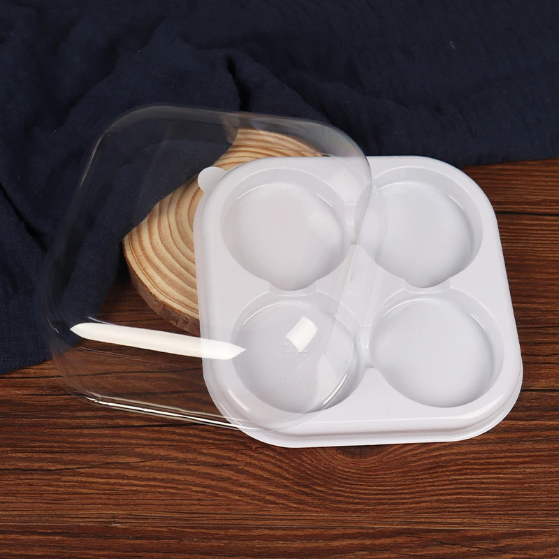50pcs Square Plastic Moon Cake Trays Packaging Box Egg-Yolk Puff Container With Cover Food Container Holder Cake Packaging Box