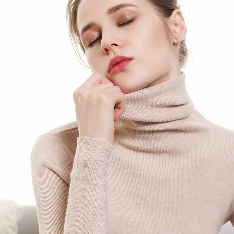 Skup Jesień i zima nowy sweter kaszmirowy kobiet wysoki kołnierz swetry moda sweter ciepły dół sweter