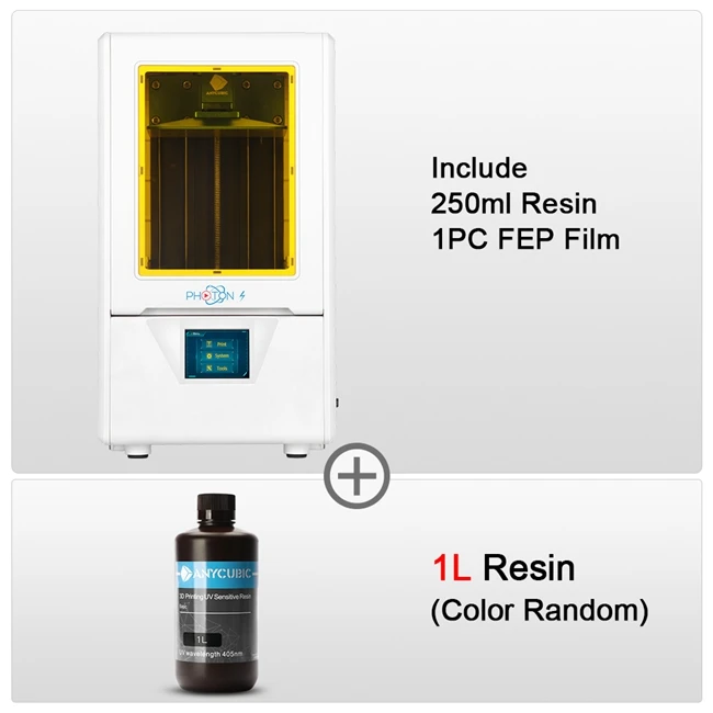 Photon s add 1L Anycubic Photon S 3d принтер SLA Быстрый срез 2 к экран 405nm УФ светильник Настольный impressora 3d принтер комплект УФ принтер impresora 3d - Цвет: Photon s add 1L