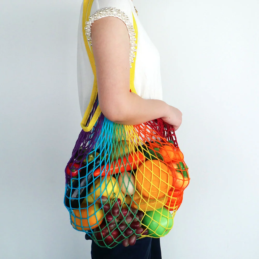 

1PC New Mesh Shopping Bag Reusable String Fruit Storage Handbag Totes Women Shopping Mesh Net Woven Bag Shop Grocery Tote Bag
