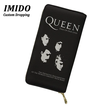 

IMIDO Fashion Queen Band PU Leather Wallet for Women Purse Ladies Wallets Black Wallet Women Wallet Zipper Wallet Rock Card Pack