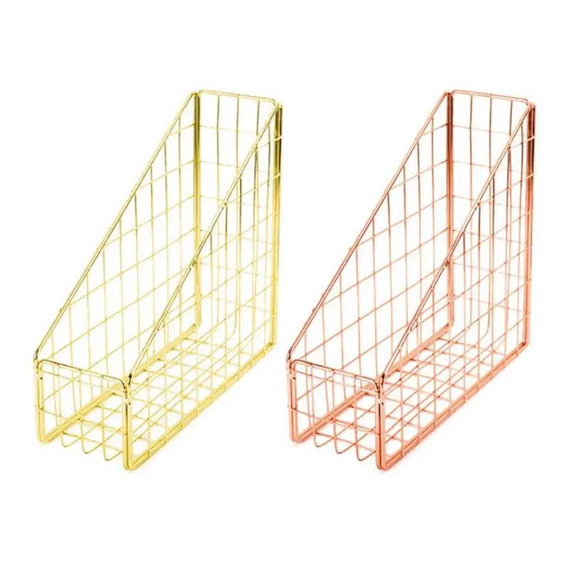 

Nordic Wrought Iron Grid File Holder Simple Single Layer Desk Shelf Book Storage