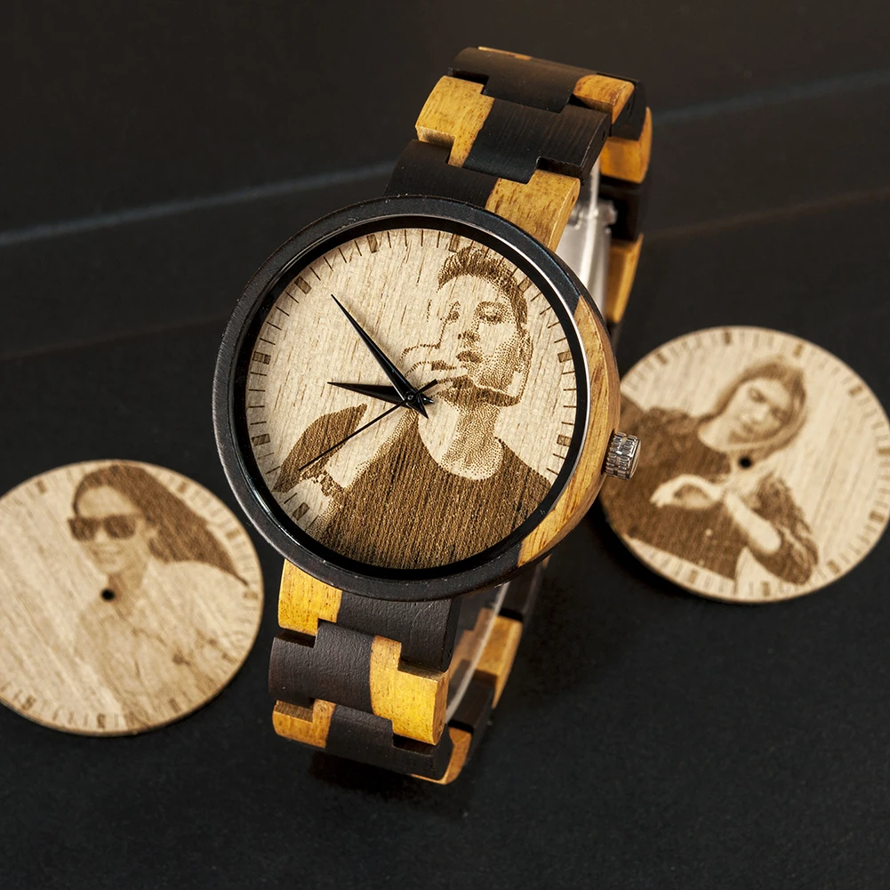 Personality Engraving Customize Watch Men BOBO BIRD Customers Photos Customization Wooden Watches Gift for Him fo reloj mujer