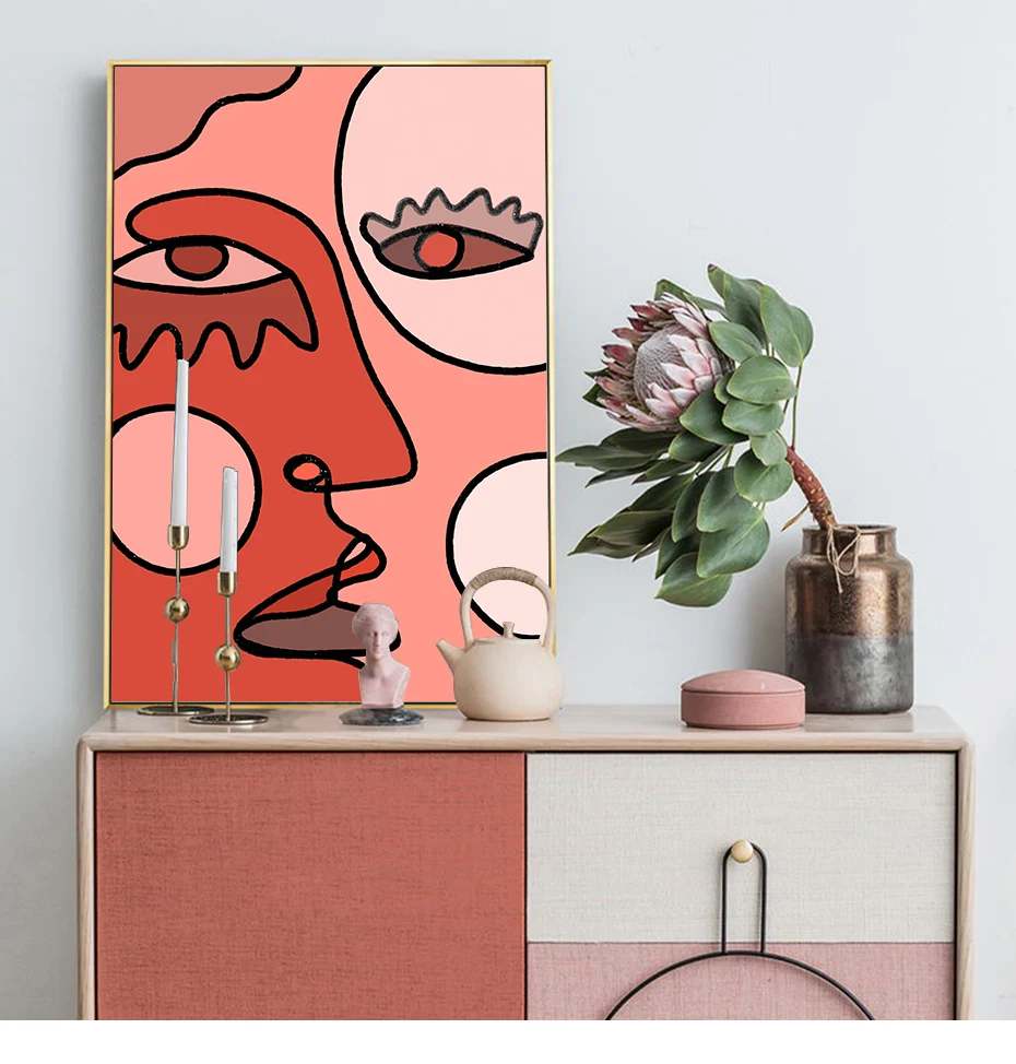 Creative Canvas Paintings Abstract Cubism Face Drawing Pictures Wall Art Poster Print for Living Room Home Decoration No Frame | Дом и сад