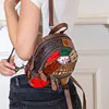 Women Patchwork Full Grain Leather Backpack Retro Style Small Daypack Casual College Travel Bag Girls Mini Schoolbag 3