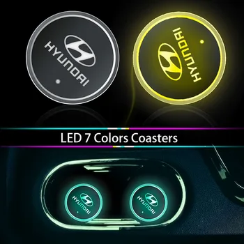 

Car Luminescent Cup Pad Auto Logo LED Light Mat for Hyundais Santa Fe Sonata Solaris Azera Creta I30 Ix25 Tucson IX35 Car Goods